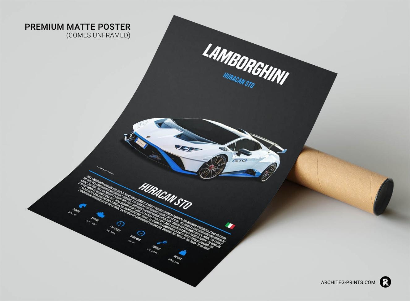 Lamborghini Huracan STO - Sport Car Poster Print | Architeg Prints